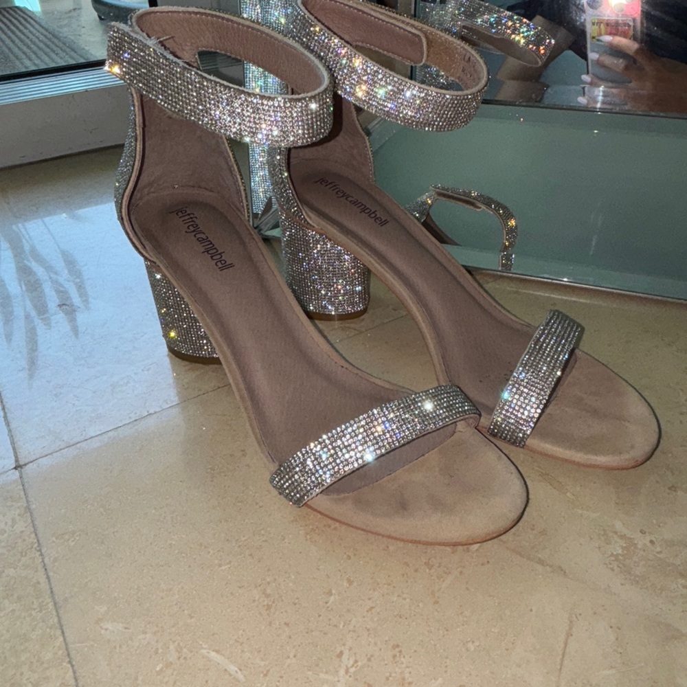 Jeffrey Campbell Silver Sparkle Heels